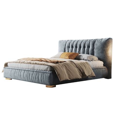 Evert Suede Fabric Upholstered Headboard Modern Bed Frame